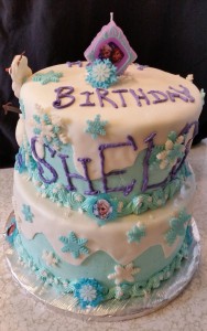A birthday cake with the name of shellie on it.